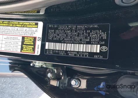 2025 Toyota Camry Se from USA, damaged, VIN 4T1DAACK1SU577905